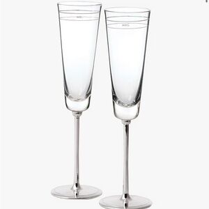 New With Tags Kate Spade Mr and Mrs Champagne Flutes